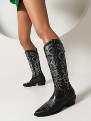 Bestickte Boho Stiefel mit Blockabsatz