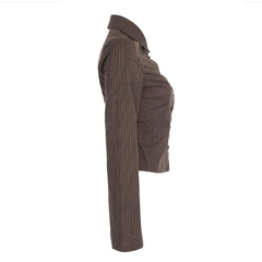 Gestreifte Taillierte Bluse mit Trompetenärmeln