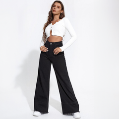 Wide-Leg Jeans mit Fransen