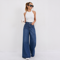 Weite High-Waist-Jeans