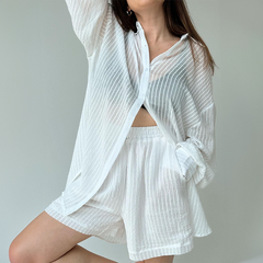 Gestreiftes Hemd & Shorts Set