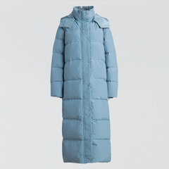 Lange Winter-Daunenjacke mit Kapuze