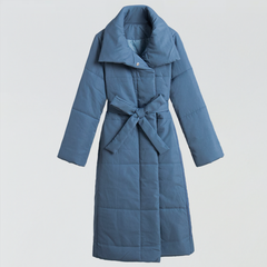 Langer Puffer-Mantel mit Gürtel