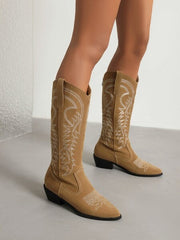 Bestickte Boho Stiefel mit Blockabsatz