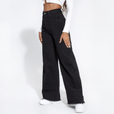 Wide-Leg Jeans mit Fransen