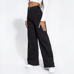 Wide-Leg Jeans mit Fransen