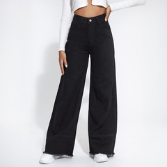 Wide-Leg Jeans mit Fransen