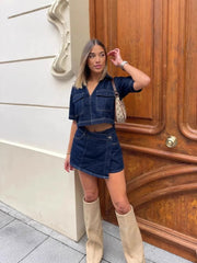 Denim-Set mit V-Ausschnitt