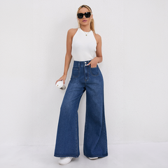 Weite High-Waist-Jeans