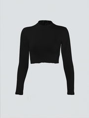 Crop Rollkragen-Top mit langen Ärmeln
