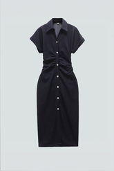 Knopfleiste Kleid mit Raffung