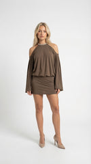 Off-Shoulder Backless Mini Dress