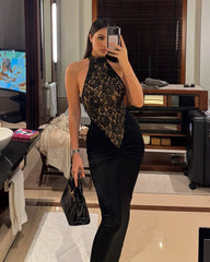 Spitzen-Maxi-Kleid mit Cut-Out