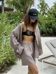 Zweiteiler aus Baumwolle mit Oversize-Hemd