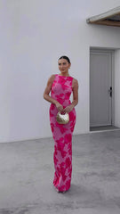 Transparente Blumen-Meshkleid