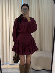 Rüschen-Zweiteiler mit Hemd und Minirock