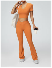 Atmungsaktives V-Neck-Crop-Top