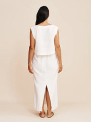 Ärmelloses Leinen-Set mit Maxirock