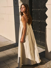 Lockeres Baumwoll-Maxikleid mit Spaghettiträgern