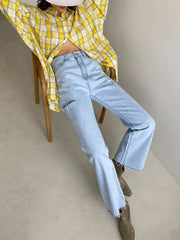 Karierte Oversized-Baumwollbluse