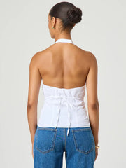 Halterneck Baumwoll-Top mit Knopfleiste