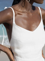 Baumwoll-Maxikleid mit V-Ausschnitt