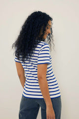 Gestreiftes Baumwoll-T-Shirt mit Rundhalsausschnitt