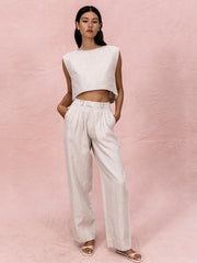 Leinen-Hose mit Top-Set