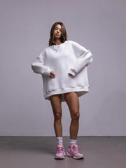 Langärmeliger Gerippter Strickpullover