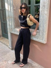 Leinen-Hose mit Top-Set