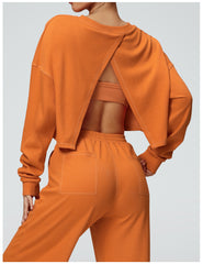 Offenes Rücken-Cropped-Sweatshirt