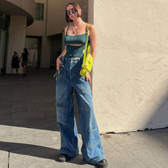 Wide-Leg-Jeans mit Reißverschlüssen