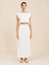 Ärmelloses Leinen-Set mit Maxirock