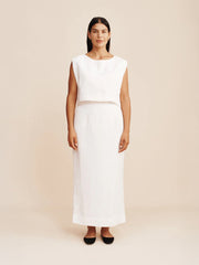 Ärmelloses Leinen-Set mit Maxirock