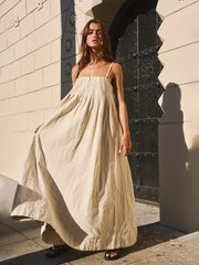 Lockeres Baumwoll-Maxikleid mit Spaghettiträgern