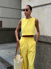 Sommerliches Leinen-Kurzset