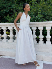 Ärmelloses Maxi-Kleid mit V-Ausschnitt