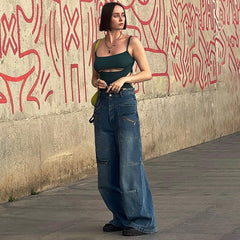 Wide-Leg-Jeans mit Reißverschlüssen