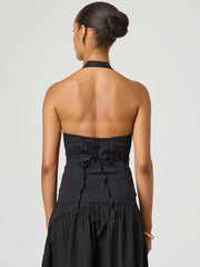 Halterneck Baumwoll-Top mit Knopfleiste