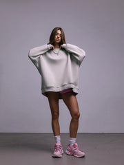 Langärmeliger Gerippter Strickpullover