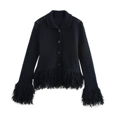 Strick-Set mit Fransen