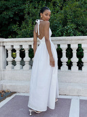 Ärmelloses Maxi-Kleid mit V-Ausschnitt