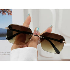 Rechteckige randlose Sonnenbrille