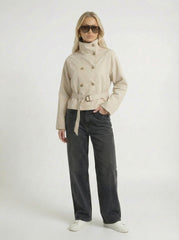 Belted Cropped Trench Jacket