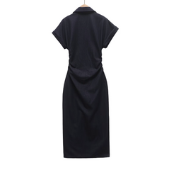 Knopfleiste Kleid mit Raffung