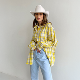 Karierte Oversized-Baumwollbluse