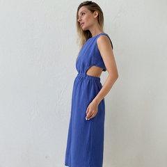 Zweilagiges Baumwoll-Maxikleid