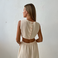 Zweilagiges Baumwoll-Maxikleid