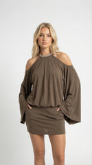 Off-Shoulder Backless Mini Dress