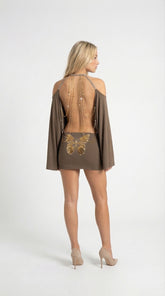 Off-Shoulder Backless Mini Dress